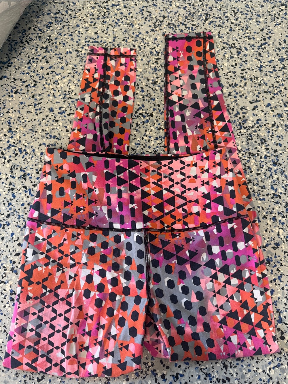 Kids Geometric Print Active Shorts - Pink & Orange